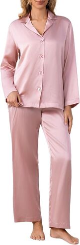 THXSILK 6A+ 100% Mulberry Silk Pajamas for Women, 22 Momme Pure Silk Long Sleeve Sleepwear Nightwear Soft Pj Lounge Sets in Saudi Arabia