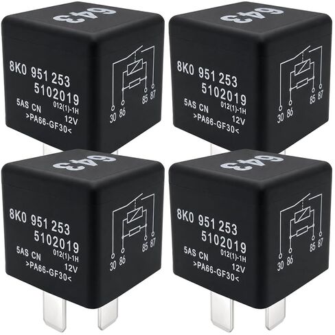 2-Piece Set #643 8K0 951 253 Relay 12VDC 50A 4-Pin Plug-in Automotive Power Relay Compatible for Some Volkswagen and Audi Vehicles in Kuwait