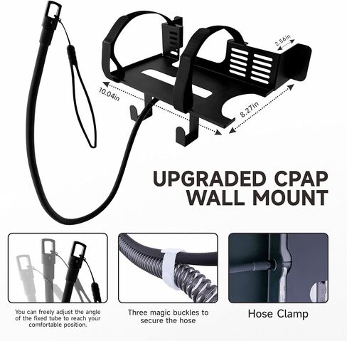 CPAP Wall Mount Shelf for AirSense 10/11 , CPAP Hose Holder Adjustable , Tangle-Free , Cleaning Brush & 2 Hooks , Durable Powder Coating , Rust-Proof to Sturdy and Durable , Save CPAP Nightstand Space in Saudi Arabia