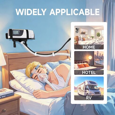CPAP Wall Mount Shelf for AirSense 10/11 , CPAP Hose Holder Adjustable , Tangle-Free , Cleaning Brush & 2 Hooks , Durable Powder Coating , Rust-Proof to Sturdy and Durable , Save CPAP Nightstand Space in Saudi Arabia