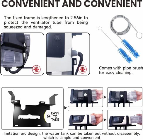 CPAP Wall Mount Shelf for AirSense 10/11 , CPAP Hose Holder Adjustable , Tangle-Free , Cleaning Brush & 2 Hooks , Durable Powder Coating , Rust-Proof to Sturdy and Durable , Save CPAP Nightstand Space in Saudi Arabia