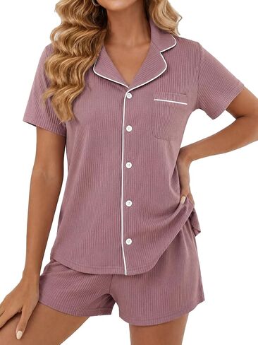 Pajamas Set for Women V Neck Top and Shorts Bride Pjs Soft 2 Piece Lounge Sets with Pocket in Saudi Arabia