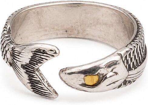 ASIJUNTYECHO Fish Ring, Spoon Ring, Vintage Silver Open Fish Spoon Ring for Women, Unique Ocean Animal Adjustable Ring for Daily Party Vacation Wear in Saudi Arabia