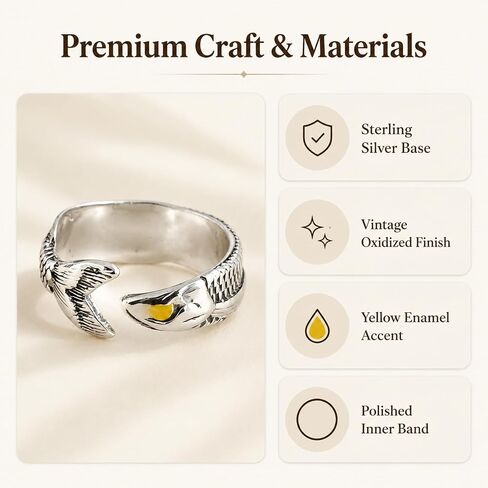 ASIJUNTYECHO Fish Ring, Spoon Ring, Vintage Silver Open Fish Spoon Ring for Women, Unique Ocean Animal Adjustable Ring for Daily Party Vacation Wear in Saudi Arabia