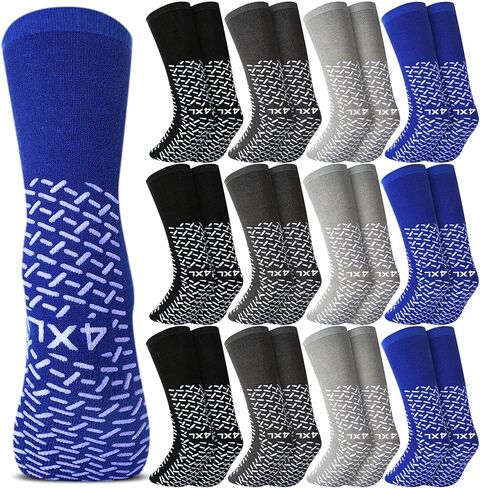 Foaincore 12 Pairs 4XL Double Sided Tread Non Slip Hospital Socks with Grips for Men Women Extra Wide for Seniors Patient in Kuwait