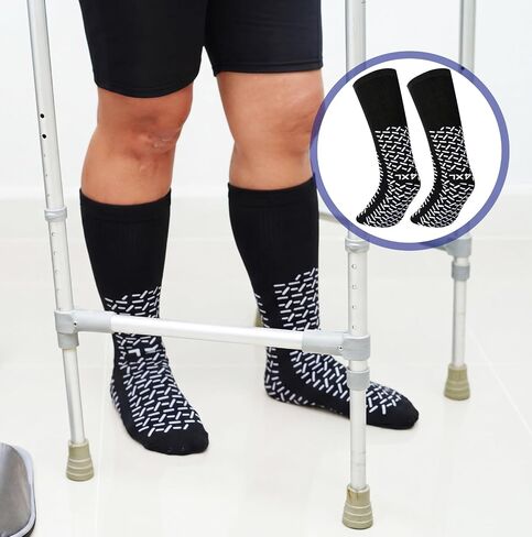 Foaincore 12 Pairs 4XL Double Sided Tread Non Slip Hospital Socks with Grips for Men Women Extra Wide for Seniors Patient in Kuwait