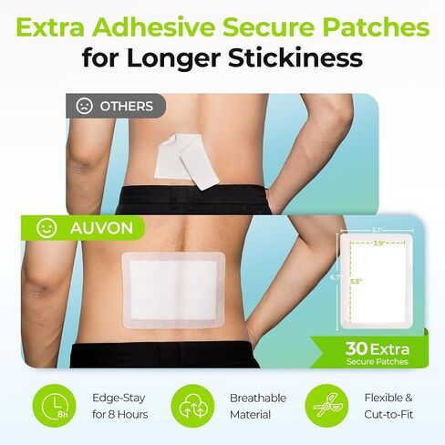 AUVON Max Strength Lidocaine OTC Pain Relief Patches (10 Count), 4% Lidocaine & 1% Menthol Penetrates for Fast, Targeted Relief of Back, Shoulder, Neck & Joint Pain, Adhesive Secure Patches Included in Kuwait