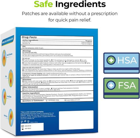 AUVON Max Strength Lidocaine OTC Pain Relief Patches (10 Count), 4% Lidocaine & 1% Menthol Penetrates for Fast, Targeted Relief of Back, Shoulder, Neck & Joint Pain, Adhesive Secure Patches Included in Kuwait