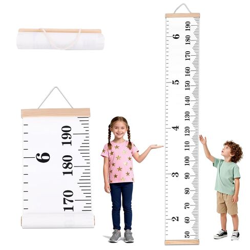 Height Chart for Kids, Growth Measuring Chart for Wall Child Children Measurement Height Tracking Ruler with Hook Toddler Playroom Baby Essentials Nursery Room Decor & Keepsake Gift (Black and White) in Kuwait