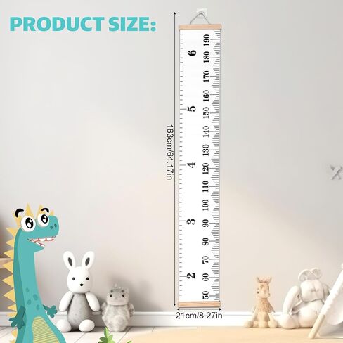Height Chart for Kids, Growth Measuring Chart for Wall Child Children Measurement Height Tracking Ruler with Hook Toddler Playroom Baby Essentials Nursery Room Decor & Keepsake Gift (Black and White) in Kuwait