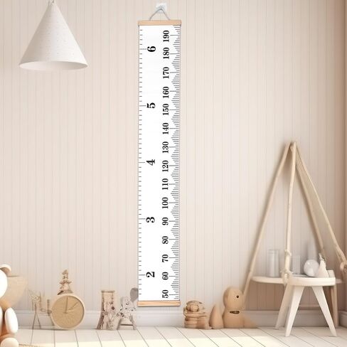 Height Chart for Kids, Growth Measuring Chart for Wall Child Children Measurement Height Tracking Ruler with Hook Toddler Playroom Baby Essentials Nursery Room Decor & Keepsake Gift (Black and White) in Kuwait