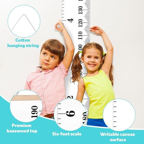 Height Chart for Kids, Growth Measuring Chart for Wall Child Children Measurement Height Tracking Ruler with Hook Toddler Playroom Baby Essentials Nursery Room Decor & Keepsake Gift (Black and White) in Kuwait
