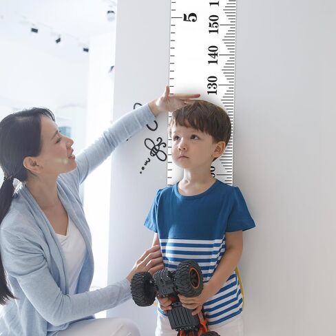 Height Chart for Kids, Growth Measuring Chart for Wall Child Children Measurement Height Tracking Ruler with Hook Toddler Playroom Baby Essentials Nursery Room Decor & Keepsake Gift (Black and White) in Kuwait