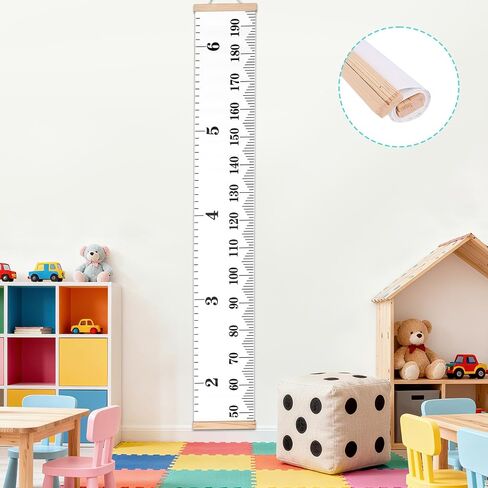 Height Chart for Kids, Growth Measuring Chart for Wall Child Children Measurement Height Tracking Ruler with Hook Toddler Playroom Baby Essentials Nursery Room Decor & Keepsake Gift (Black and White) in Kuwait