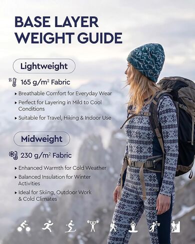 MERINNOVATION Merino Wool Base Layer Set for Women Size XL 100% Merino Wool Thermal Underwear Sets Lite - Midweight Top, Bottom in Saudi Arabia