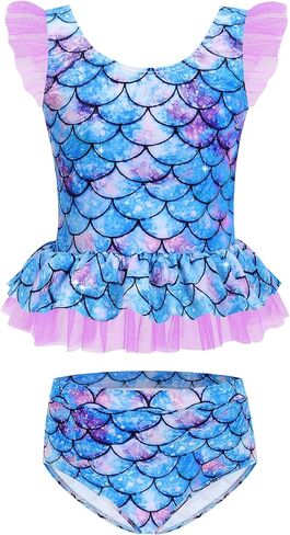 Girls Swimsuit Two Piece Bathing Suits Colorful Kids Cute Tankini Princess Beach Pool Swimwear 2-10 Years in Kuwait