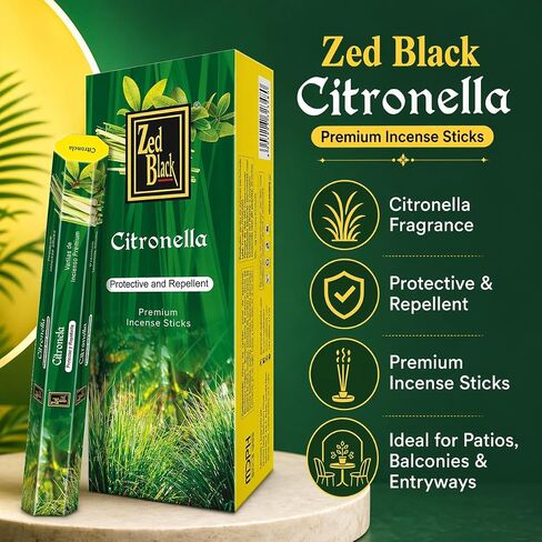 Citronella Incense Sticks – 120 Count | Outdoor Patio, Backyard & Camping | Citronella Oil Aroma for Fresh Outdoor Fragrance | Hand Rolled Incense for Home & Relaxation | Zed Black in Saudi Arabia