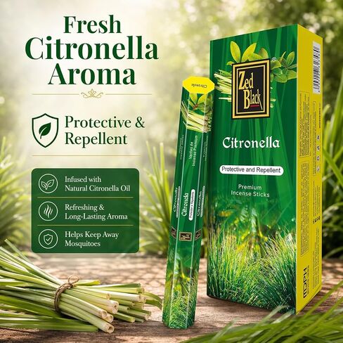 Citronella Incense Sticks – 120 Count | Outdoor Patio, Backyard & Camping | Citronella Oil Aroma for Fresh Outdoor Fragrance | Hand Rolled Incense for Home & Relaxation | Zed Black in Saudi Arabia