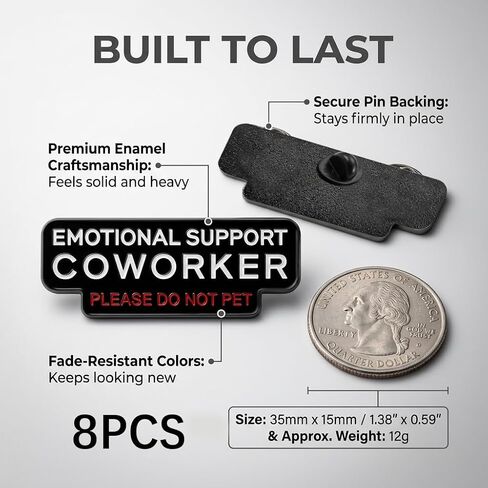8 Pcs Emotional Support Coworker Pin,Funny Enamel Pins For Adults,Do Not Pet Humor Office Jewelry Social Battery Pin For Lapel Backpack Coat Work Bestie Colleague Gifts in Saudi Arabia