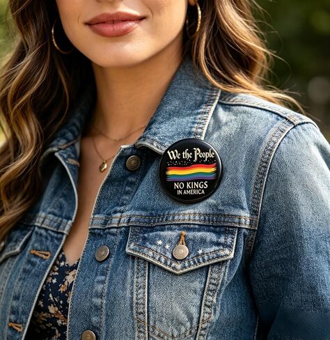 No Kings in America Since 1776 Pin Button, 2.25 Inch Round Political Button, Patriotic 86 47 Vote Blue LGBTQ Pride Pin for Backpacks, Hats, Clothing, Gifts in Saudi Arabia