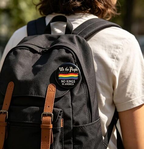 No Kings in America Since 1776 Pin Button, 2.25 Inch Round Political Button, Patriotic 86 47 Vote Blue LGBTQ Pride Pin for Backpacks, Hats, Clothing, Gifts in Saudi Arabia