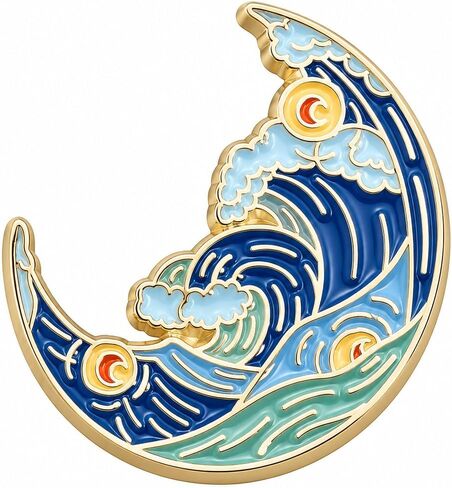 Funny Pin - Enamel Moon shape Pins Brooch for Backpacks, Jackets, Hats. Ocean Wave Brooches Gift for Women, Friends, Family, Students, Teenagers, Girls, Boys in Saudi Arabia