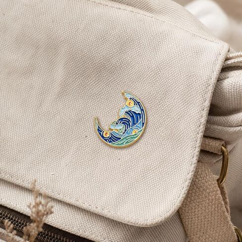 Funny Pin - Enamel Moon shape Pins Brooch for Backpacks, Jackets, Hats. Ocean Wave Brooches Gift for Women, Friends, Family, Students, Teenagers, Girls, Boys in Saudi Arabia