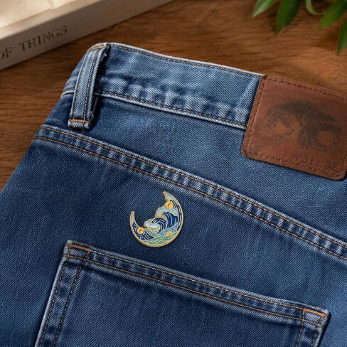 Funny Pin - Enamel Moon shape Pins Brooch for Backpacks, Jackets, Hats. Ocean Wave Brooches Gift for Women, Friends, Family, Students, Teenagers, Girls, Boys in Saudi Arabia