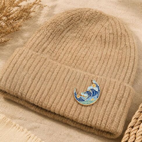 Funny Pin - Enamel Moon shape Pins Brooch for Backpacks, Jackets, Hats. Ocean Wave Brooches Gift for Women, Friends, Family, Students, Teenagers, Girls, Boys in Saudi Arabia