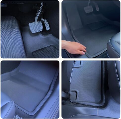 TPE Floor Mats for 2025 Tesla Model Y Juniper 5-Seats Car Accessories,1st&2rd All-Weather Row Floor Liner Sets,Durable Easy to Clean,Non-Stick Brakes and Throttle in Kuwait