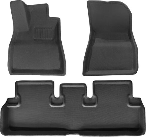 TPE Floor Mats for 2025 Tesla Model Y Juniper 5-Seats Car Accessories,1st&2rd All-Weather Row Floor Liner Sets,Durable Easy to Clean,Non-Stick Brakes and Throttle in Kuwait