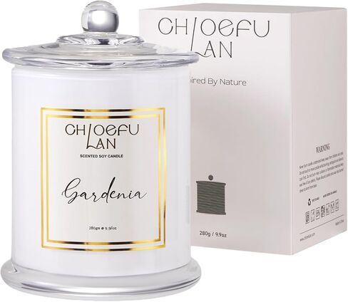 Gardenia Scented Candles for Home, Natural Soy Candle for Home Decor, Birthday Candle Gift for Women, 10 oz 65 Hours Burn in Saudi Arabia