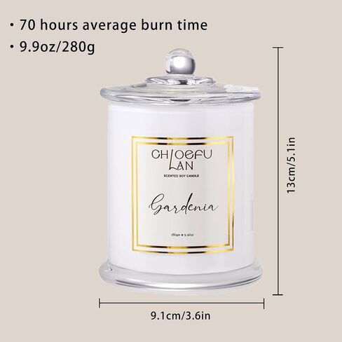 Gardenia Scented Candles for Home, Natural Soy Candle for Home Decor, Birthday Candle Gift for Women, 10 oz 65 Hours Burn in Saudi Arabia