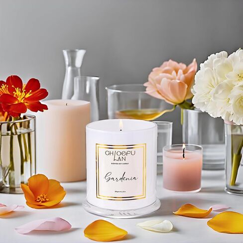 Gardenia Scented Candles for Home, Natural Soy Candle for Home Decor, Birthday Candle Gift for Women, 10 oz 65 Hours Burn in Saudi Arabia
