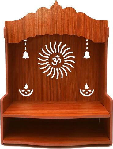 KLAVATE Beautiful Pooja Mandir for Home and Office/Wall Mounted MDF Wooden Temple/Puja Stand (8 Mm Plywood Thickness) (Wdn Ombell) (Design 1) in Saudi Arabia