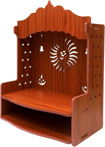 KLAVATE Beautiful Pooja Mandir for Home and Office/Wall Mounted MDF Wooden Temple/Puja Stand (8 Mm Plywood Thickness) (Wdn Ombell) (Design 1) in Saudi Arabia