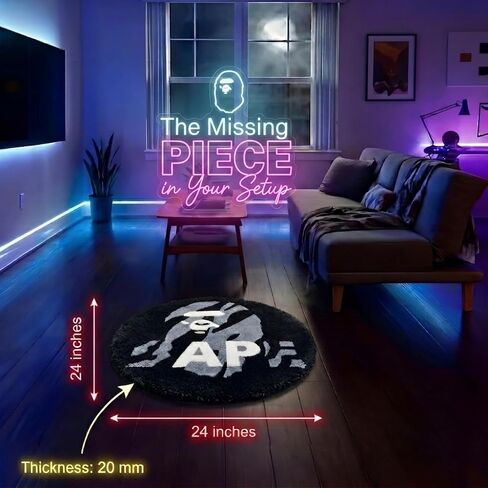 APE Rug for Cool Gaming Room Decor - Fluffy 24x24 Wall Decor for Streetwear & Hypebeast Room Decor - Non Slip & Non Shedding Bedroom Rug - Machine Washable, Absorbent Mat for Bathroom Decor R in Kuwait