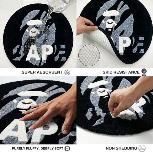 APE Rug for Cool Gaming Room Decor - Fluffy 24x24 Wall Decor for Streetwear & Hypebeast Room Decor - Non Slip & Non Shedding Bedroom Rug - Machine Washable, Absorbent Mat for Bathroom Decor R in Kuwait