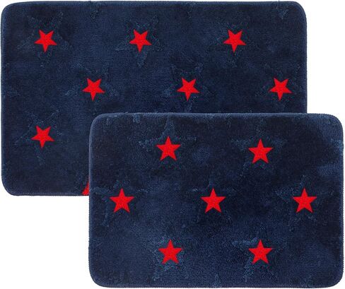 Drydiet 2 Pcs Independence Day Door Mat 3D Textured Independence Day Pattern Carpet Set Soft Fluffy 2 Sizes Non Slip Patriotic Bathroom Rugs Washable Mat for Bathroom Bedroom Home Decoration in Kuwait