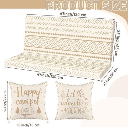 gisgfim 6pcs Rv Dinette Cushion Covers Stretch Washable Bohemian Style Rv Cushion Slipcover Replacement for Travel Trailer Couch Camper Car Bench, 2 Pillowcase, 2 Backrest and 2 Bench Covers (Boho) in Kuwait