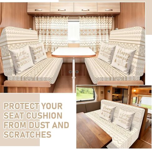 gisgfim 6pcs Rv Dinette Cushion Covers Stretch Washable Bohemian Style Rv Cushion Slipcover Replacement for Travel Trailer Couch Camper Car Bench, 2 Pillowcase, 2 Backrest and 2 Bench Covers (Boho) in Kuwait