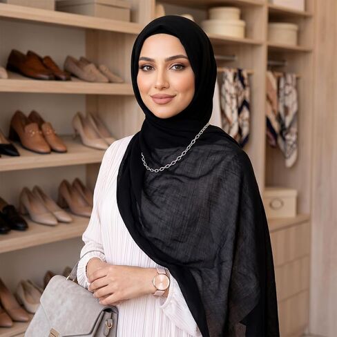 Hijab Scarf for Women Soft Cotton Muslim Hijab Undercap Head Wrap Scarves Long Scarf Shawls in Kuwait
