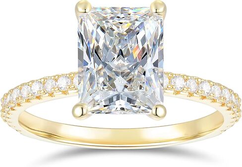 14K White Gold Radiant Cut Engagement Ring 3 Carat Radiant Cut Moissanite Rings 14K Hidden Halo Moissanite Engagement Ring for Women in Saudi Arabia