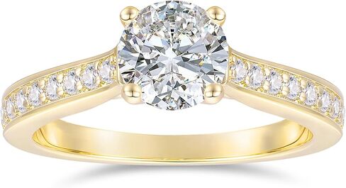 14K Gold Moissanite Rings 14K White Gold 1 Carat Round Cut Moissanite Engagement Ring 1CT Solitaire Moissanite Rings for Women in Saudi Arabia