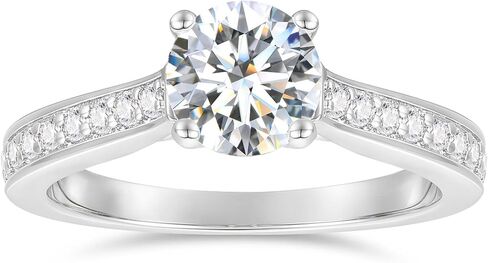 14K Gold Moissanite Rings 14K White Gold 1 Carat Round Cut Moissanite Engagement Ring 1CT Solitaire Moissanite Rings for Women in Saudi Arabia