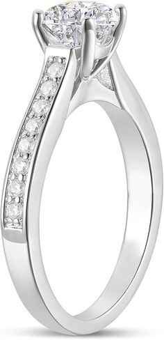 14K Gold Moissanite Rings 14K White Gold 1 Carat Round Cut Moissanite Engagement Ring 1CT Solitaire Moissanite Rings for Women in Saudi Arabia