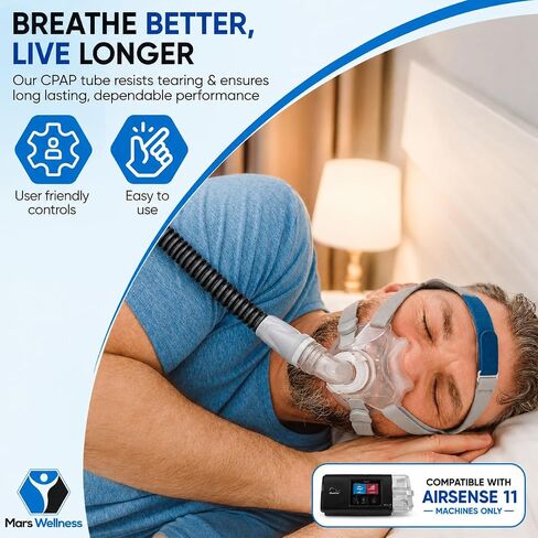 أنبوب Mars Wellness CPAP لجهاز Airsense 11 - متوافق مع Airsense 11 فقط - خرطوم CPAP عالي الجودة in Kuwait