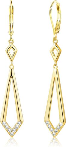 ALEXCRAFT Geometric Silver Dangle Earrings for Women, Hypoallergenic Lightweight Simple Everyday Elegant 14K Gold Plated Long Rhombus Dangling Drop Leverback Earrings for Women Trendy Boho Jewelry in Kuwait
