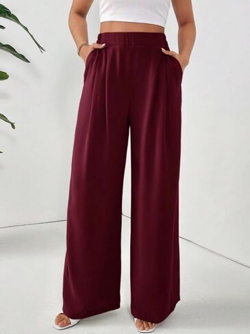 Women Dress Pants High Waisted Business Casual Office Work Pants Wide Leg Palazzo Pant Stright Trousers with Pockets in Kuwait