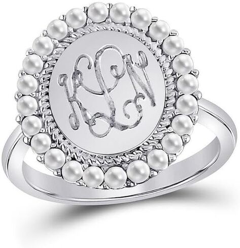 ALLYANNA Personalized Monogram Initial Ring, Custom Engraved Rings For Women, Sterling Silver Ring, Pearl Ring, Initial Rings For Women, Jewelry Gifts for Her in Saudi Arabia